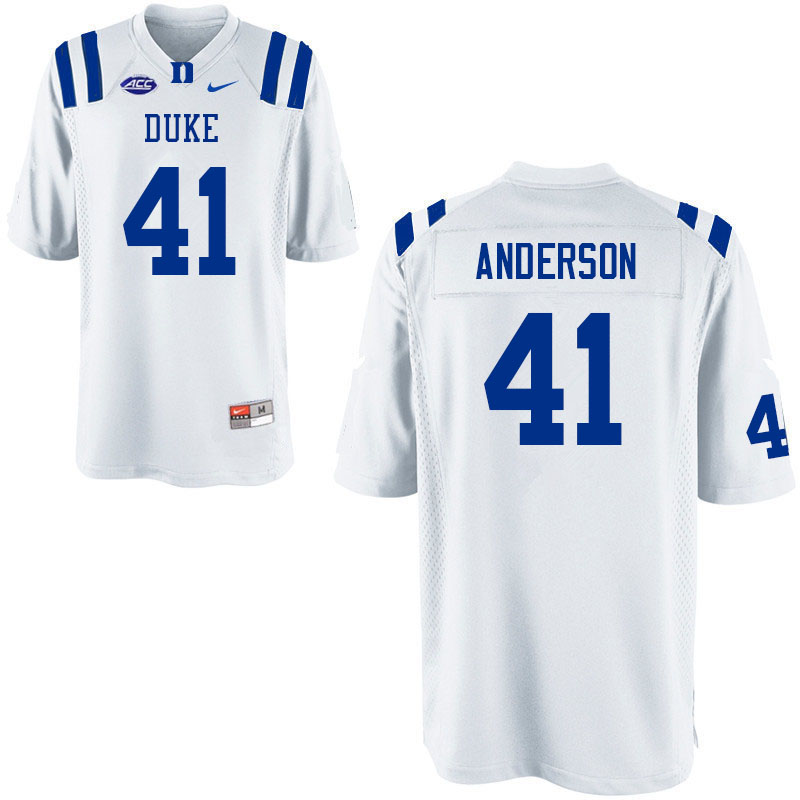 Men #41 Grissim Anderson Duke Blue Devils College Football Jerseys Sale-White